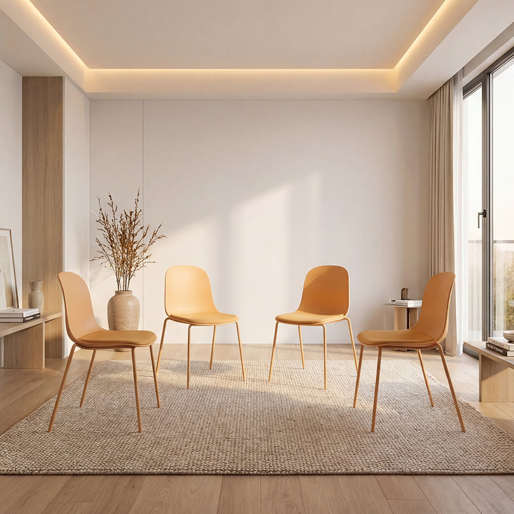 Set de 4 Sillas con Cojín Aiara, Color Amarillo, Diseño Moderno