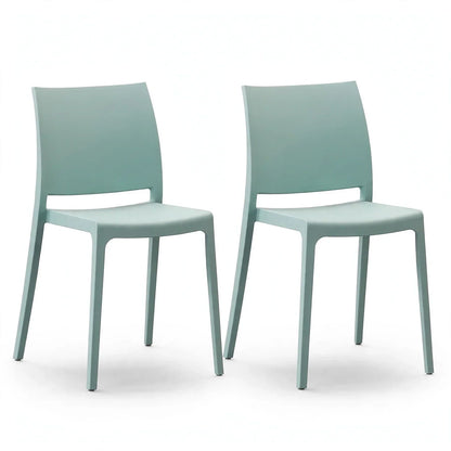 Set de 2 Sillas Soho, Azul Claro, con Espaldar Cerrado y Diseño Minimalista