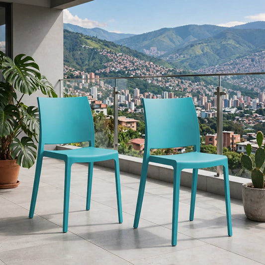 Set de 2 Sillas Soho, Azul Marino, con Espaldar Cerrado y Diseño Minimalista