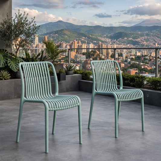 Set de 2 Sillas Terra, Color Azul Claro, con Espaldar
