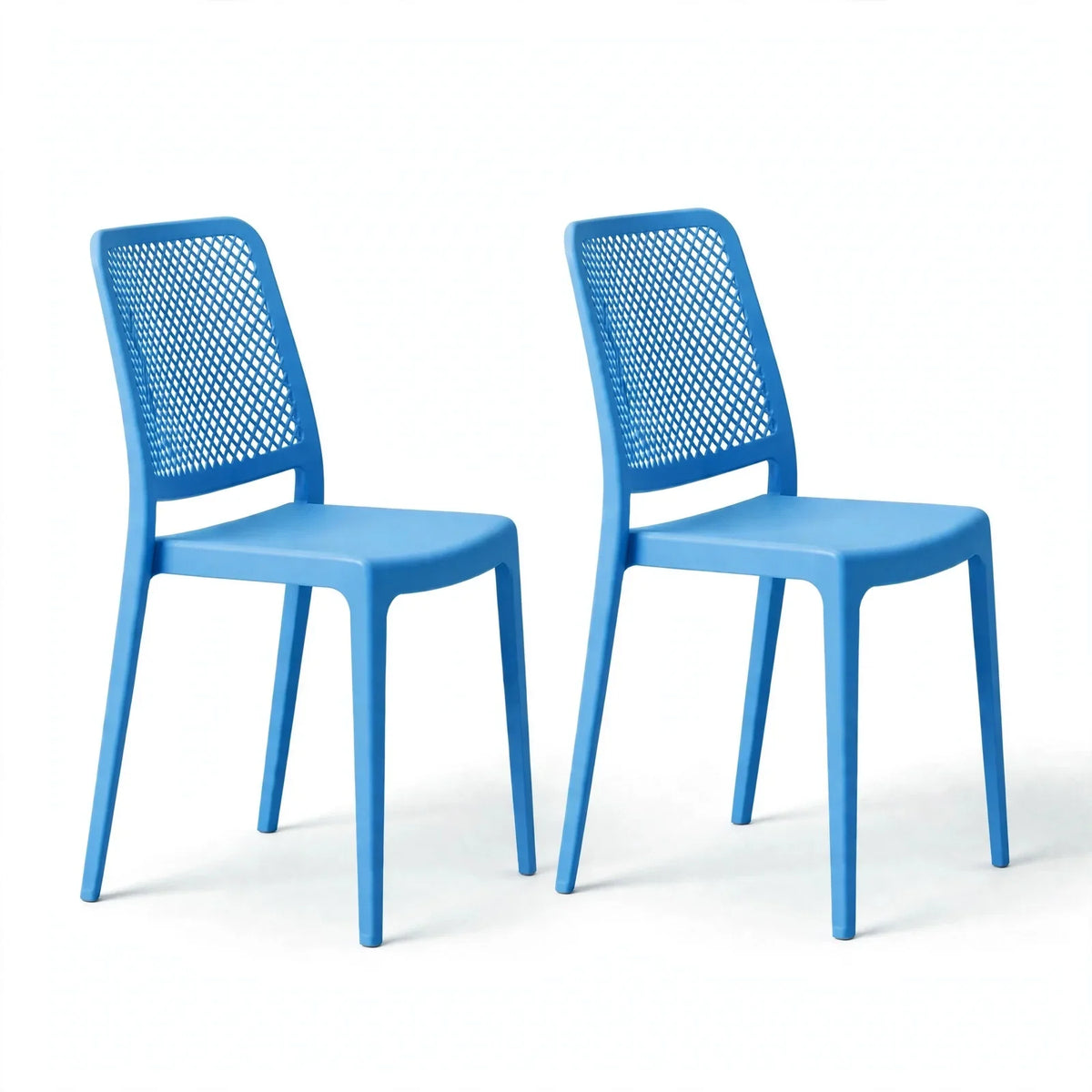 Set de 2 Sillas Manhattan, Azul Oceano, con Espaldar en Rejilla y Diseño Minimalista