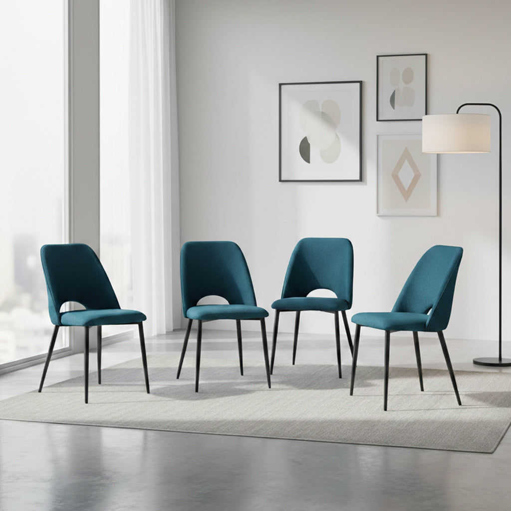 Set de 4 Sillas Urban, Color Azul, con Espaldar y Diseño Moderno