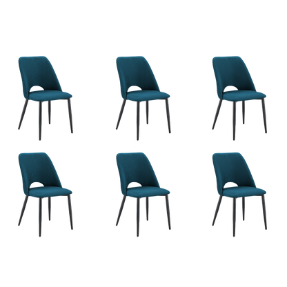 Set de 6 Sillas Urban, Color Azul, con Espaldar y Diseño Moderno
