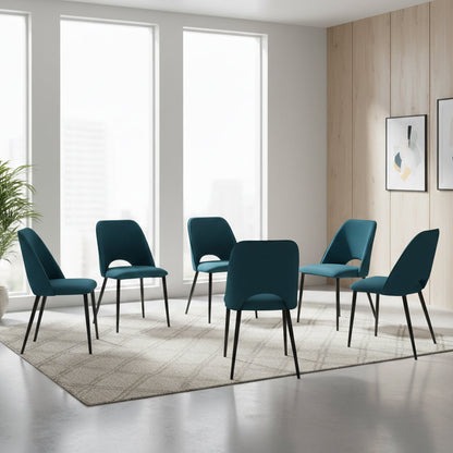 Set de 6 Sillas Urban, Color Azul, con Espaldar y Diseño Moderno
