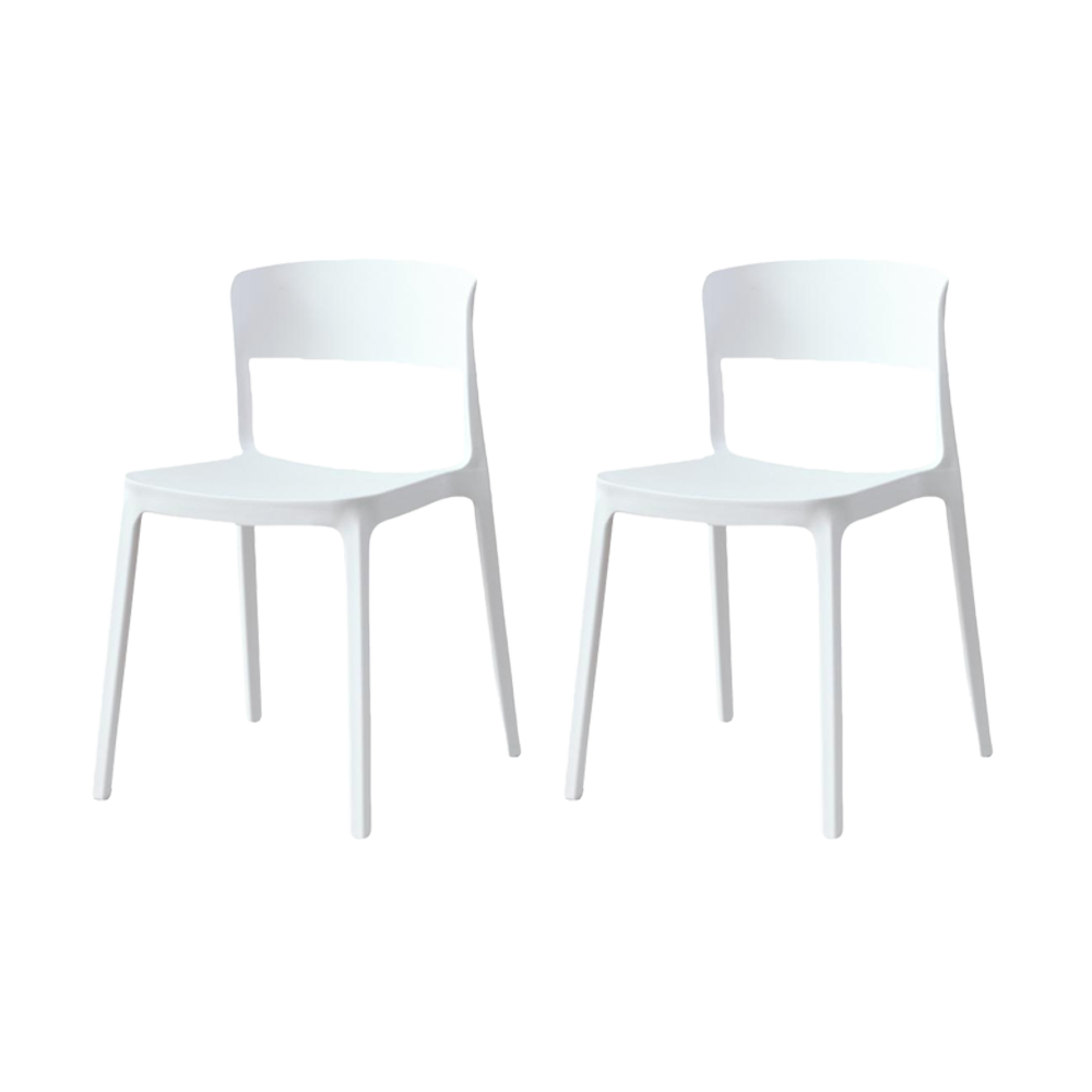 Set de 2 Sillas Mónaco, Color Blanco, con Espaldar y Diseño Moderno, vista frontal