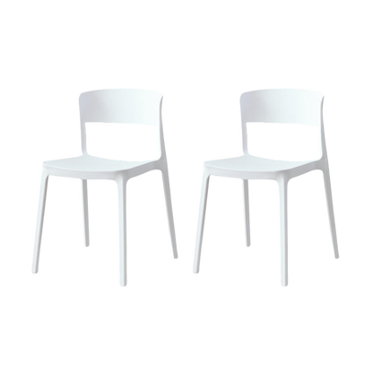 Set de 2 Sillas Mónaco, Color Blanco, con Espaldar y Diseño Moderno, vista frontal