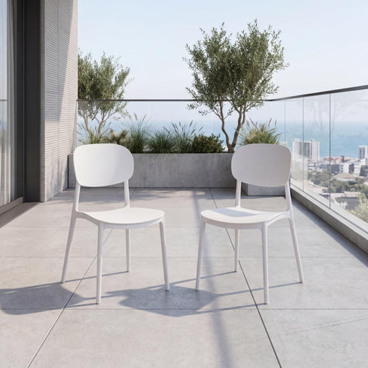 Set de 2 Sillas Milán, Color Blanco, con Espaldar y Diseño Moderno