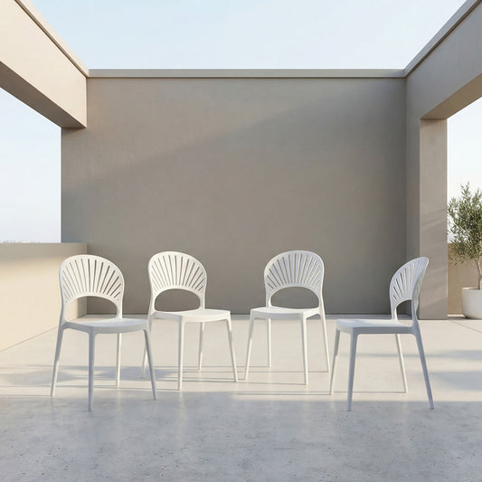 Set de 4 Sillas Paraíso, Color Blanco, con Espaldar y Diseño Moderno