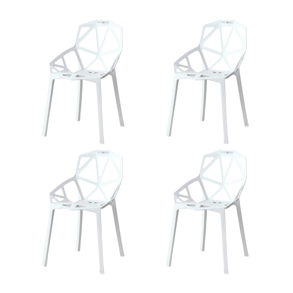 Set de 4 Sillas Roxy, Color Blanco, con Espaldar y Diseño Moderno