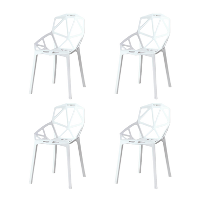 Set de 4 Sillas Roxy, Color Blanco, con Espaldar y Diseño Moderno