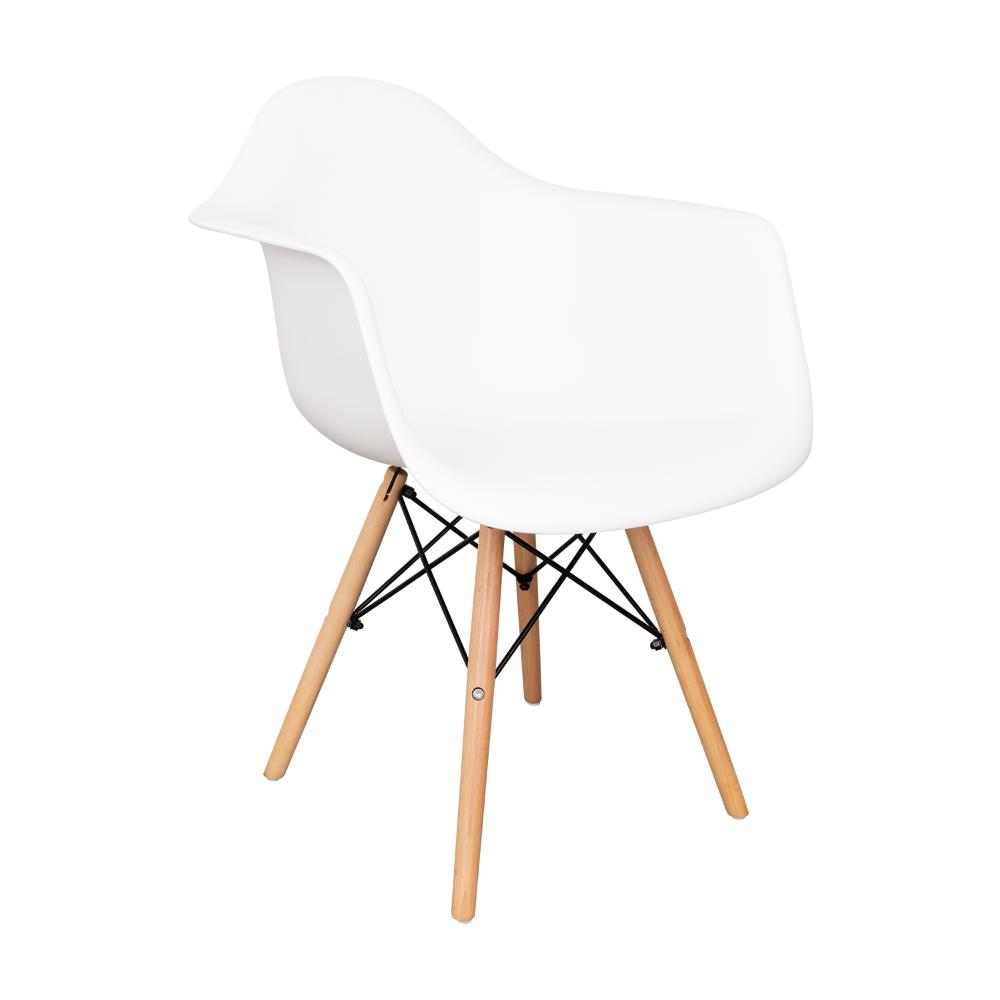Set de 2 Sillas Eymos, Color Blanco, con Espaldar y Patas en Madera