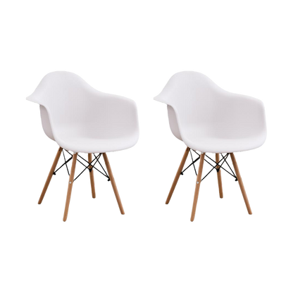 Set de 2 Sillas Eymos, Color Blanco, con Espaldar y Patas en Madera