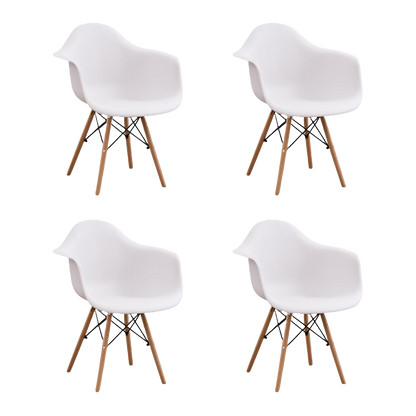 Set de 4 Sillas Eymos, Color Blanco, con Espaldar y Patas en Madera