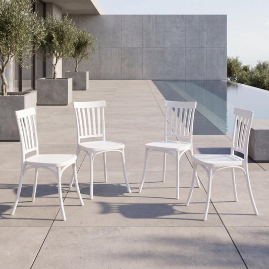 Set de 4 Sillas Claus, Color Blanco, con Espaldar y Diseño Minimalista