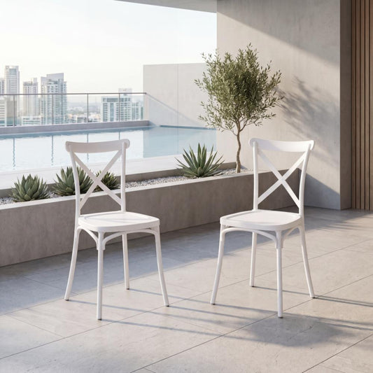 Set de 2 Sillas Betany, Color Blanco, con Espaldar y Diseño Minimalista