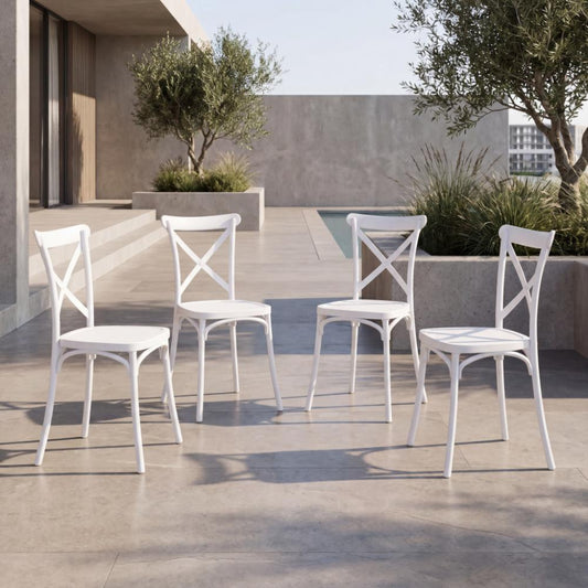 Set de 4 Sillas Betany, Color Blanco, con Espaldar y Diseño Minimalista