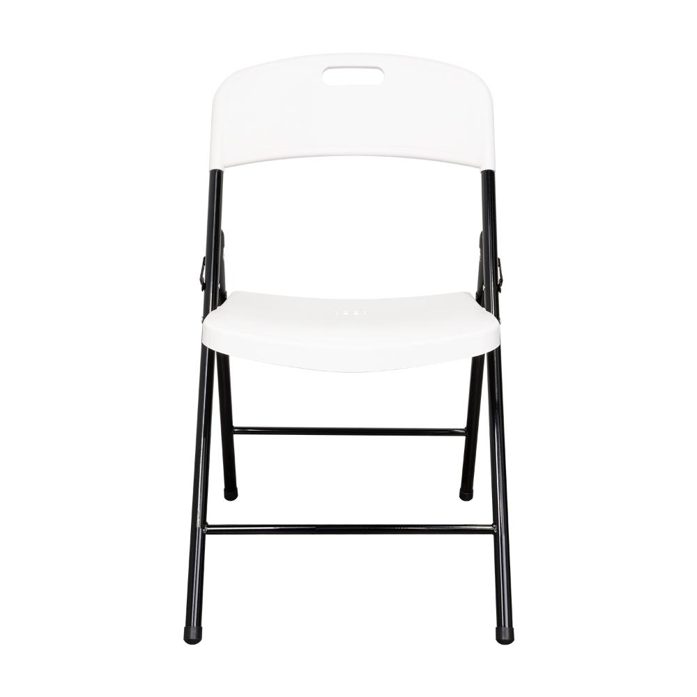 Set de 4 Sillas Plegable Dako, Blanco, Espaldar y Asiento en Material Plástico y Patas Metálicas