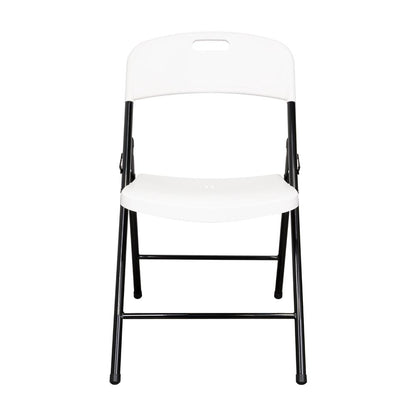 Set de 4 Sillas Plegable Dako, Blanco, Espaldar y Asiento en Material Plástico y Patas Metálicas