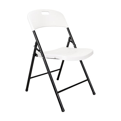 Set de 4 Sillas Plegable Dako, Blanco, Espaldar y Asiento en Material Plástico y Patas Metálicas