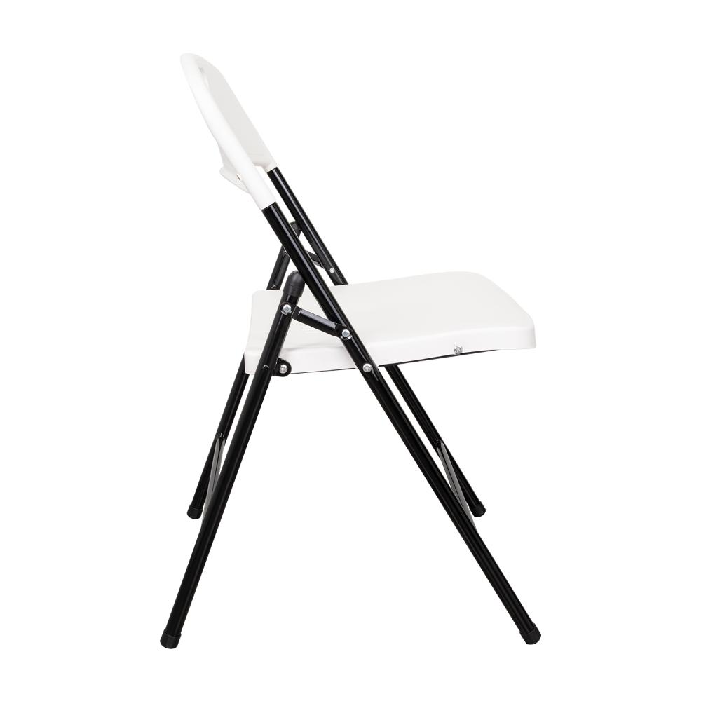 Set de 4 Sillas Plegable Dako, Blanco, Espaldar y Asiento en Material Plástico y Patas Metálicas