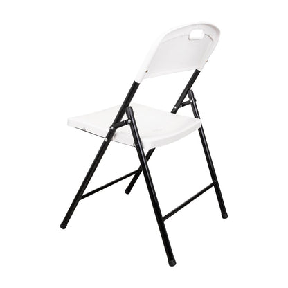 Set de 6 Sillas Plegables Dako, Blanco, Espaldar y Asiento en Material Plástico y Patas Metálicas