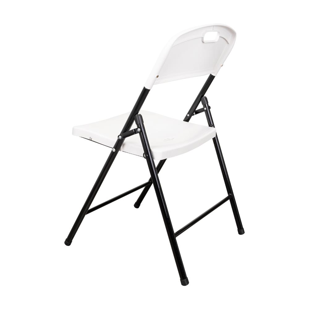 Set de 2 Sillas Plegable Dako, Blanco, Espaldar y Asiento en Material Plástico y Patas Metálicas