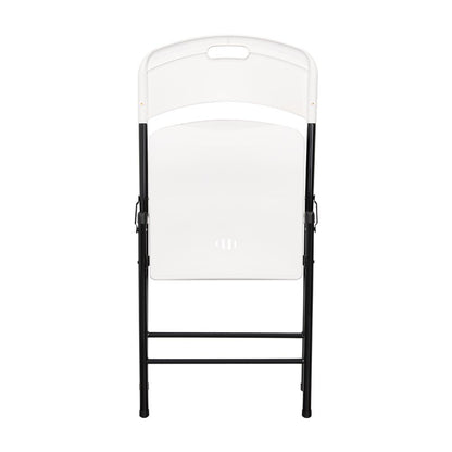 Set de 2 Sillas Plegable Dako, Blanco, Espaldar y Asiento en Material Plástico y Patas Metálicas