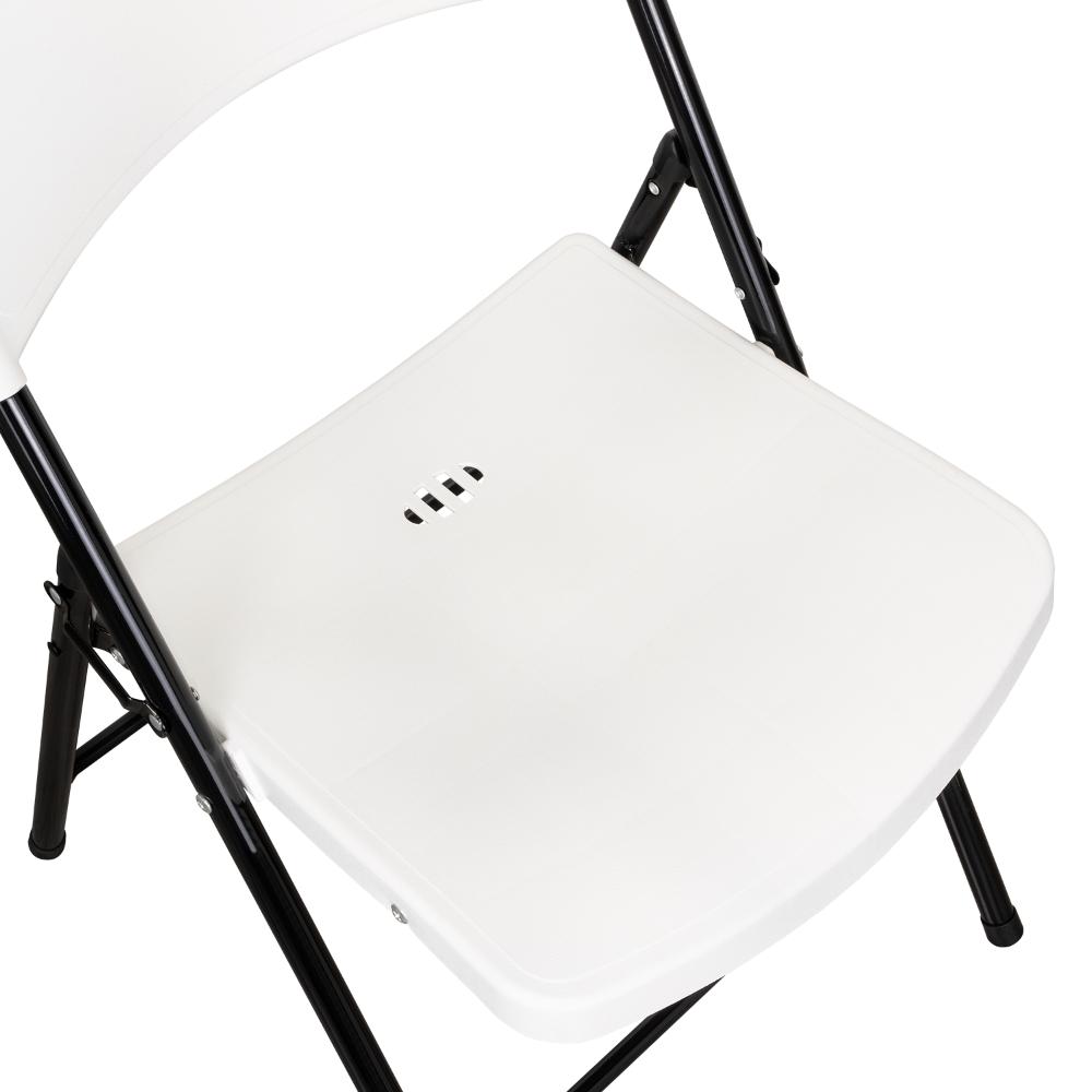 Set de 4 Sillas Plegable Dako, Blanco, Espaldar y Asiento en Material Plástico y Patas Metálicas