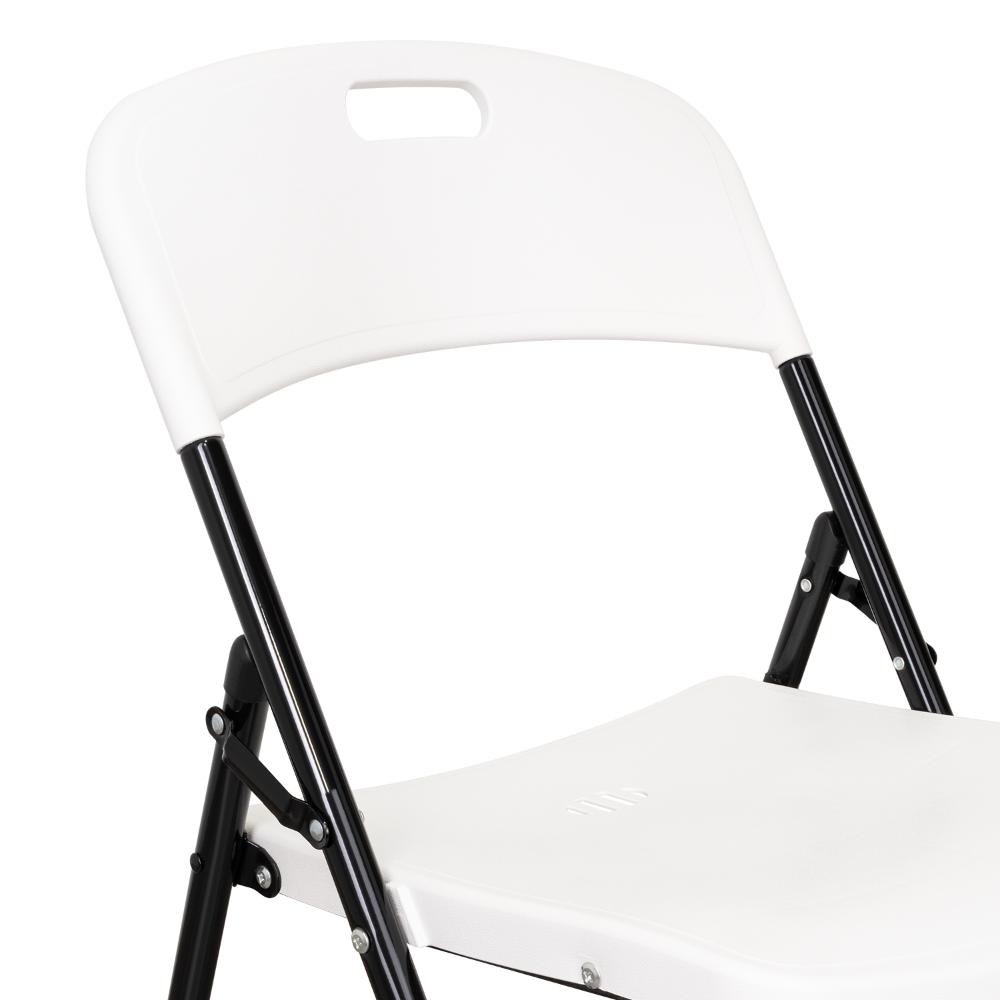 Set de 2 Sillas Plegable Dako, Blanco, Espaldar y Asiento en Material Plástico y Patas Metálicas