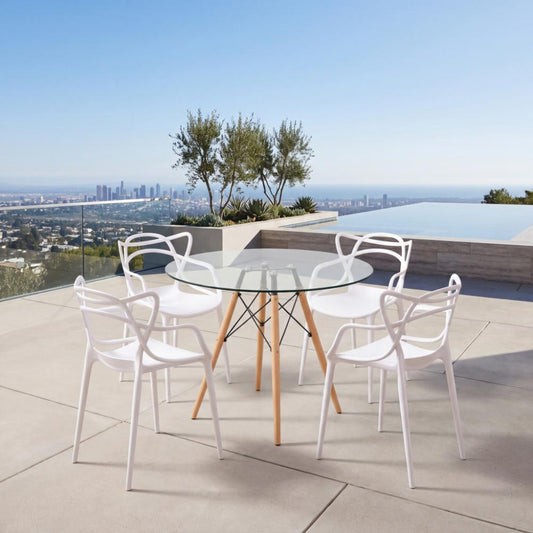 Juego de Comedor Zafir · Mesa de Vidrio + 4 Sillas