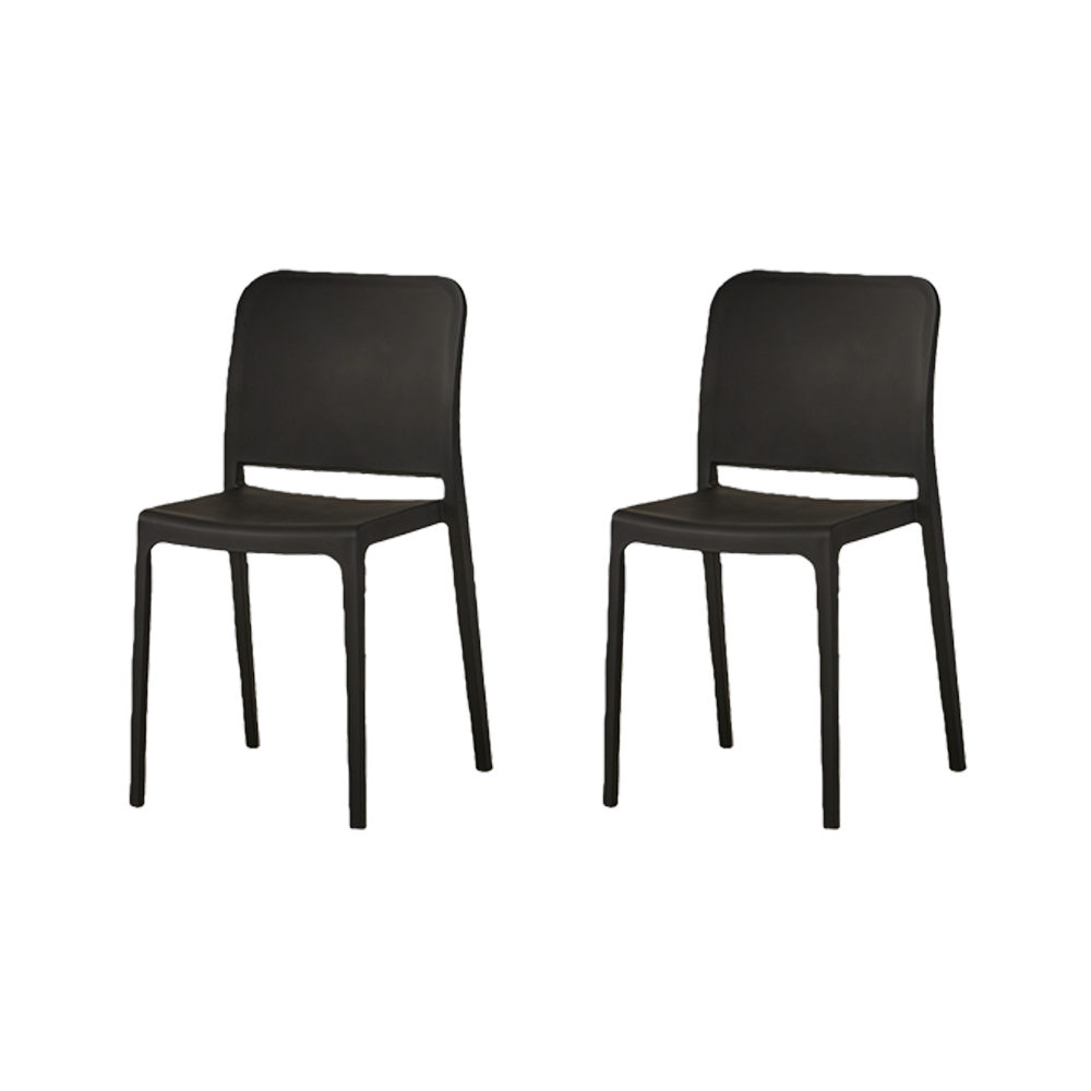 Set de 2 Sillas Triveca, Negro, con Espaldar Cerrado y Diseño Minimalista