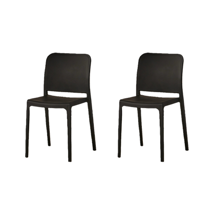 Set de 2 Sillas Triveca, Negro, con Espaldar Cerrado y Diseño Minimalista