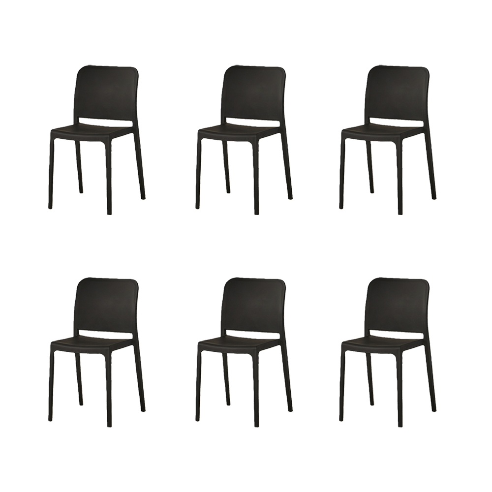 Set de 6 Sillas Triveca, Negro, con Espaldar Cerrado y Diseño Minimalista