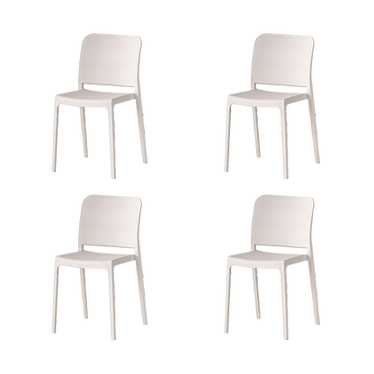Set de 4 Sillas Triveca, Blanco, con Espaldar Cerrado y Diseño Minimalista