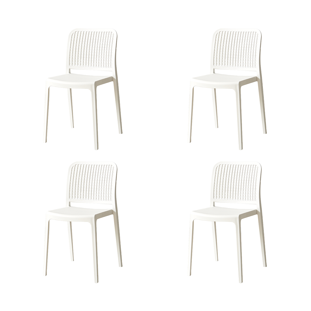 Set de 4 Sillas Bronx , Blanco, con Espaldar en Cuadrados y Diseño Minimalista