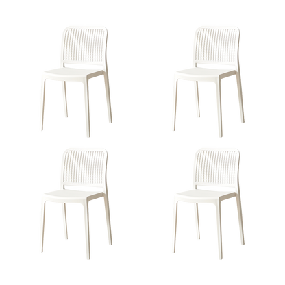 Set de 4 Sillas Bronx , Blanco, con Espaldar en Cuadrados y Diseño Minimalista