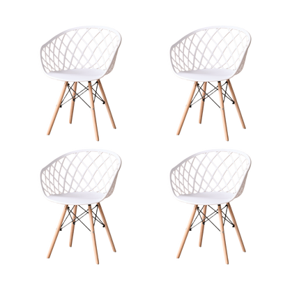 Set de 4 Sillas Oasis con Brazos, Color Blanco, con Espaldar