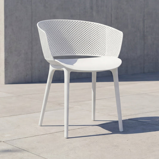 Silla con Brazos Madrigal, Color Blanco, con Espaldar Liso, Redondo y Diseño Minimalista
