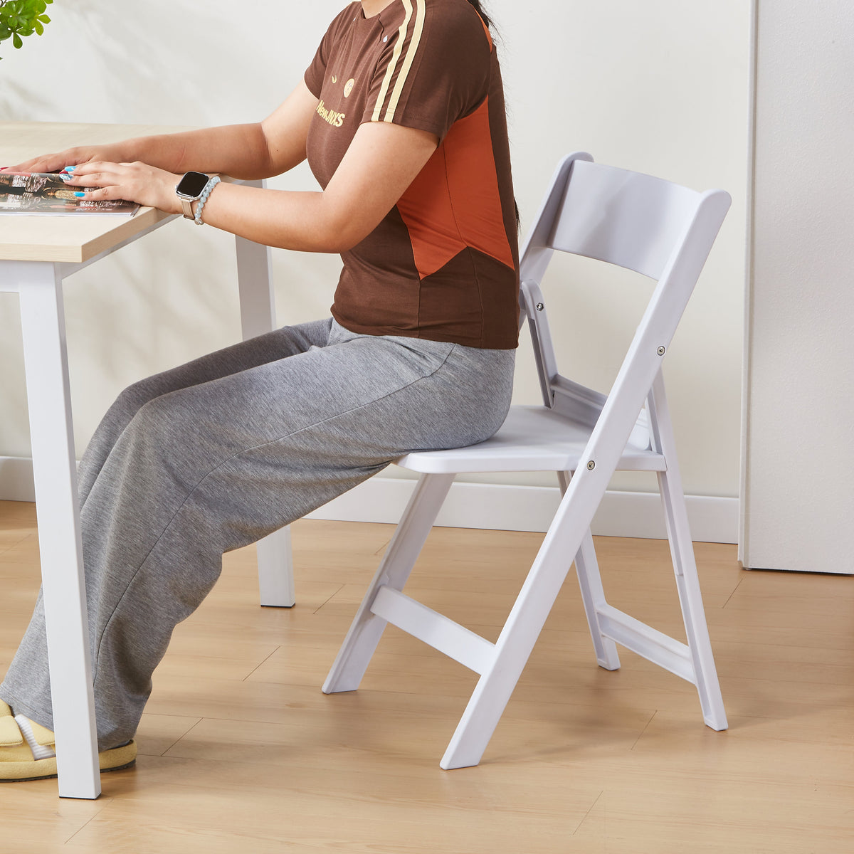 Silla Plegable Erin, Blanco, Diseño Práctico y Funcional
