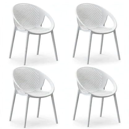 Set de 4 Sillas Selva con Brazos, Color Blanco, con Espaldar