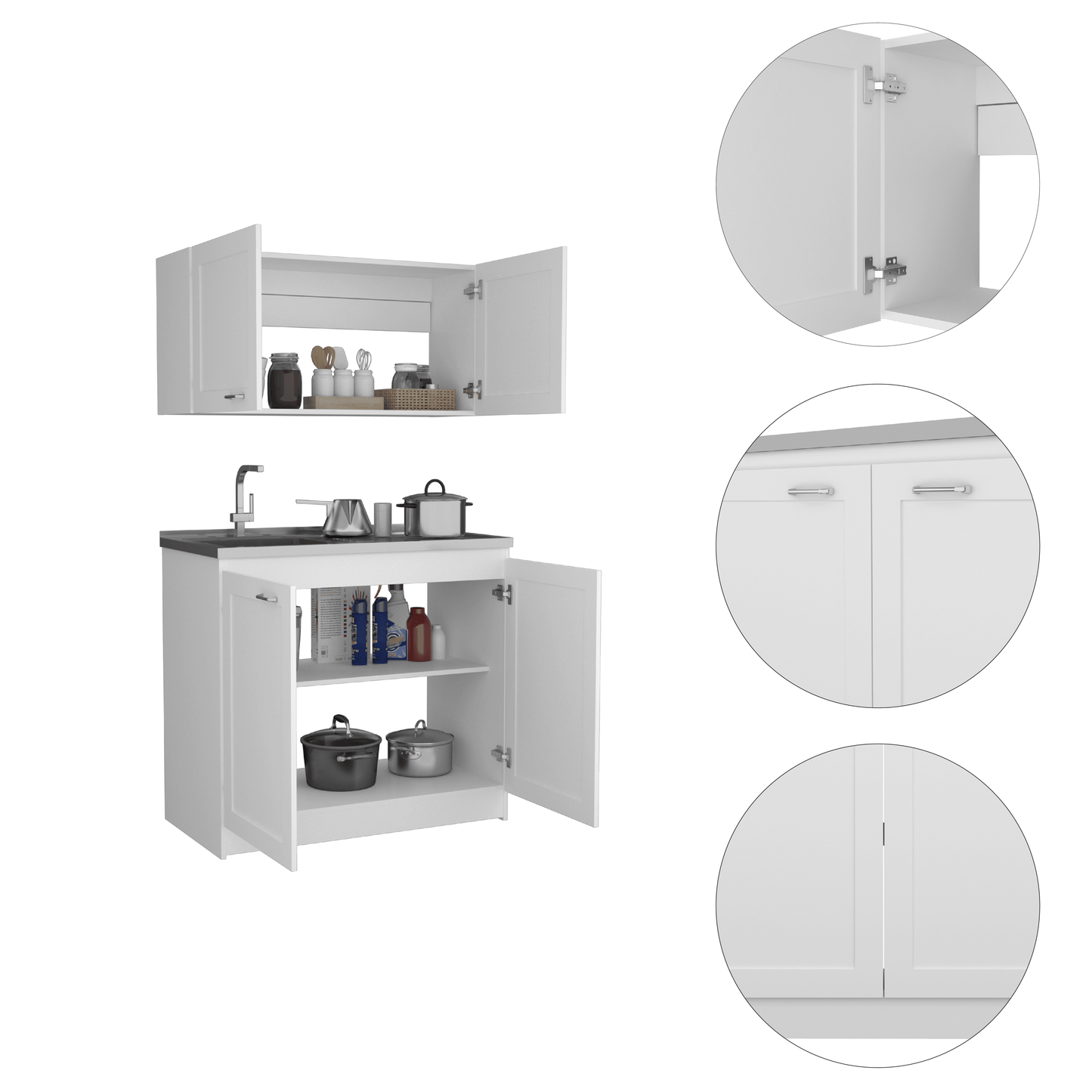 Cocina Integral Toronto, Blanco, Incluye Mesón Izquierdo - VIRTUAL MUEBLES