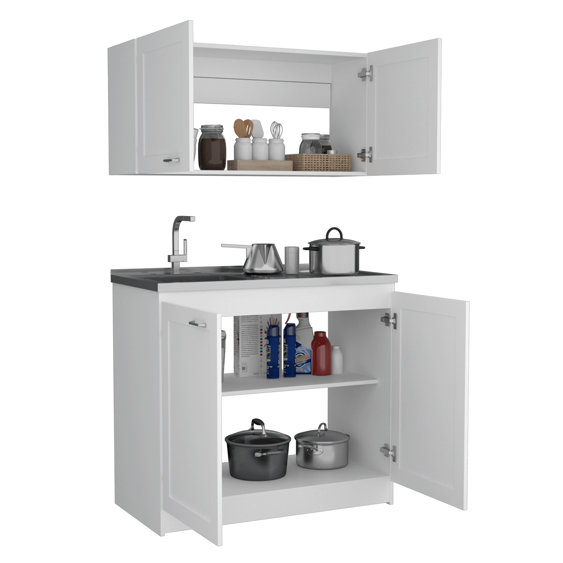 Cocina Integral Toronto, Blanco, Incluye Mesón Izquierdo - VIRTUAL MUEBLES