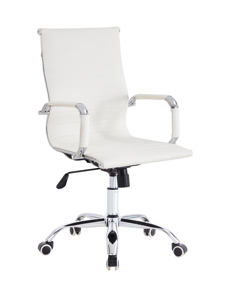 Silla Oficina X-56W, Blanca, con Cómodo Espaldar y Rodachines - VIRTUAL MUEBLES