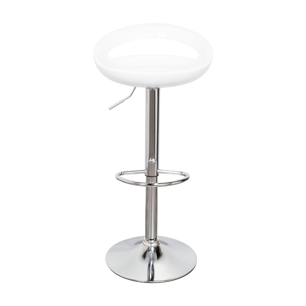 Set de 2 Sillas Bar Turón, Blanco, Base Metal Cromado