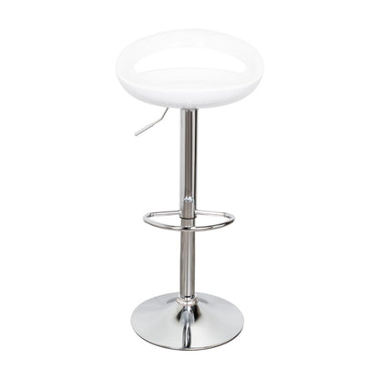 Set de 2 Sillas Bar Turón, Blanco, Base Metal Cromado