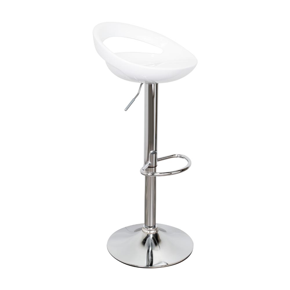 Set de 2 Sillas Bar Turón, Blanco, Base Metal Cromado