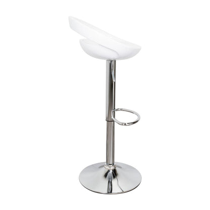Set de 2 Sillas Bar Turón, Blanco, Base Metal Cromado