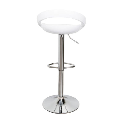 Set de 2 Sillas Bar Turón, Blanco, Base Metal Cromado