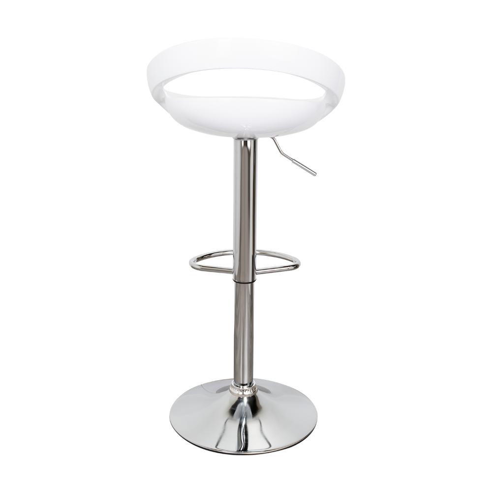 Set de 4 Sillas Bar Turón, Blanco, Base Metal Cromado