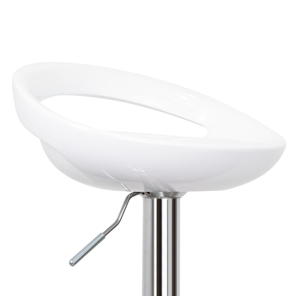 Set de 2 Sillas Bar Turón, Blanco, Base Metal Cromado